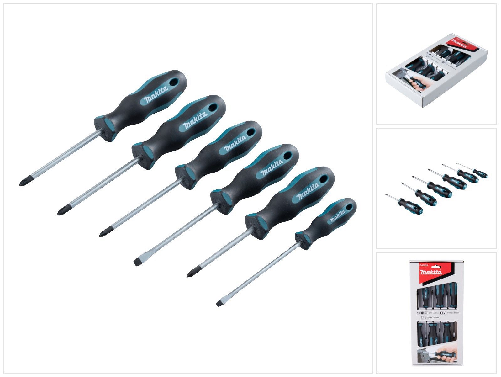 Makita Schraubendreher E-10528 Set 6 tlg. SL4 / SL5,5 / PH1 / PH2 / PZ1 / PZ2