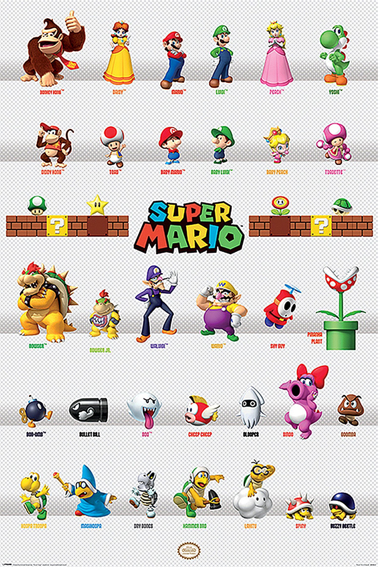 PYRAMID Poster Nintendo Super Mario Poster Character Parade 61 x 91,5 cm