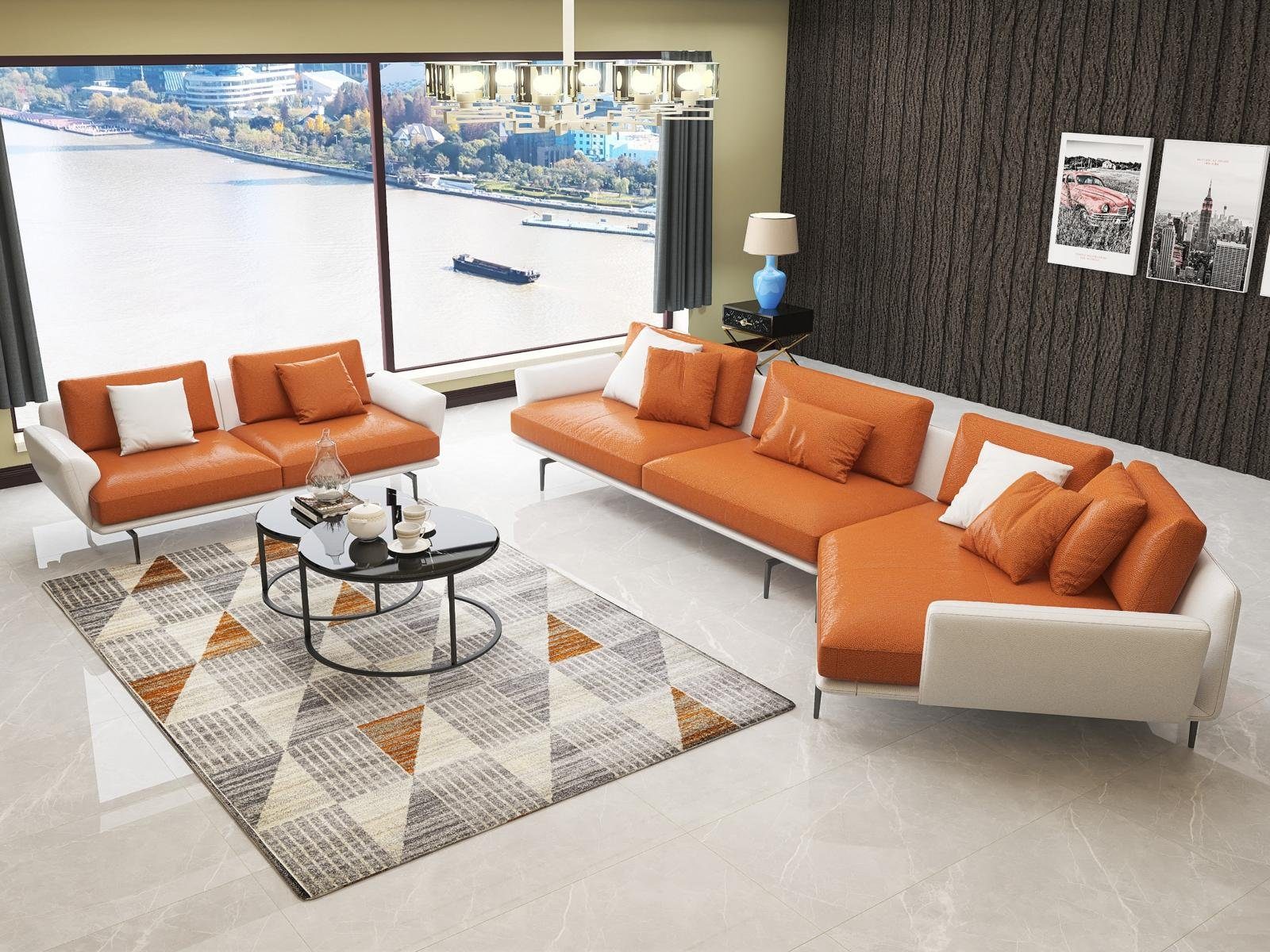 Europe L-Form Wohnlandschaft Stoff Ecksofa Ecksofa JVmoebel Design, Made in Couch Garnitur Orange