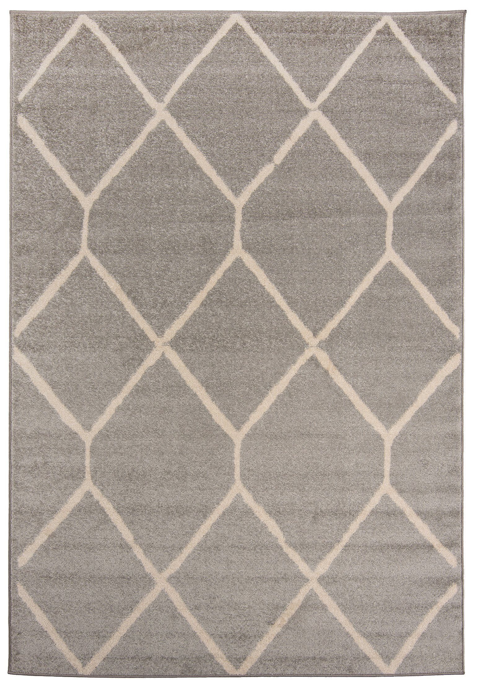 Designteppich Modern Teppich Geometrisch Muster Grau farbe - Kurzflor, Mazovia, 80 x 150 cm, Geeignet für Fußbodenheizung, Höhe 7 mm, Kurzflor | Alle Teppiche