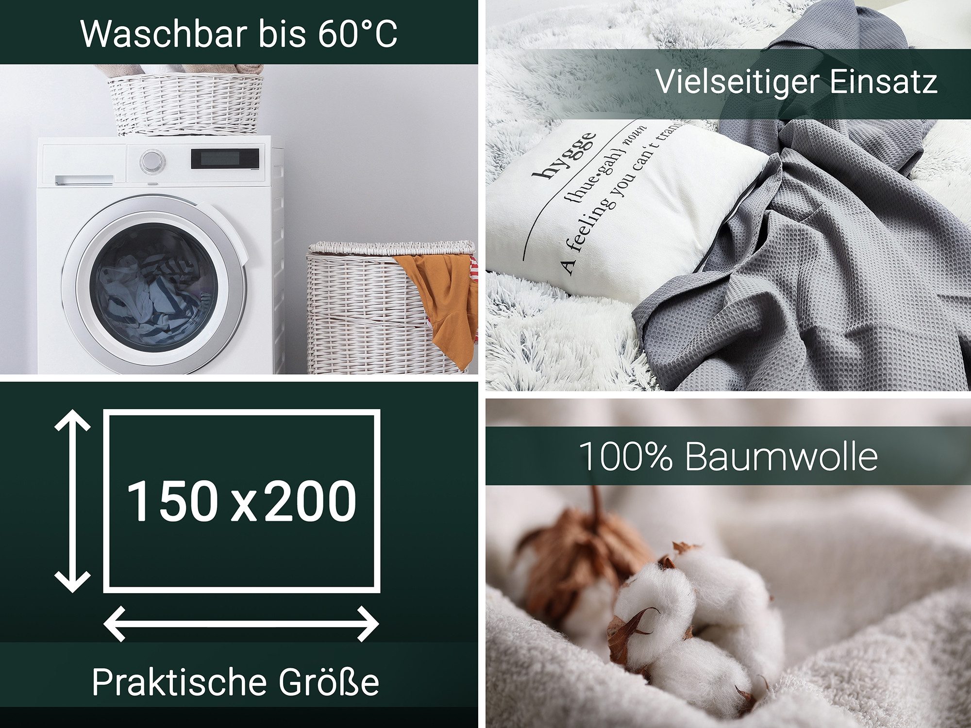 Wohndecke, ZOLLNER, 150 x 200 cm, 100% Baumwolle, von Hotelwäschenspezialisten