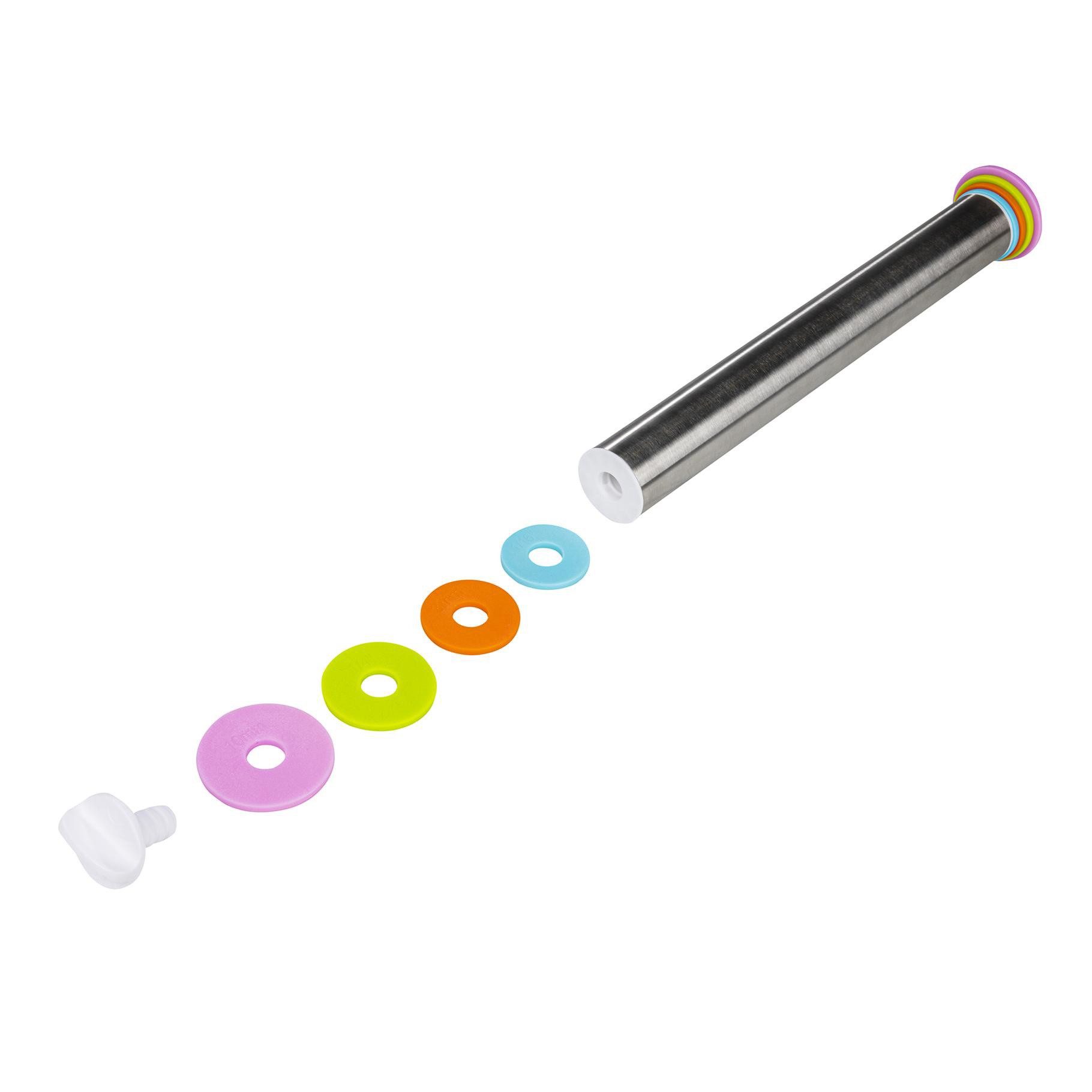 HI Backform Teigroller mit Abstandsringen 43cm 4 verstellbare Größen Edelstahl