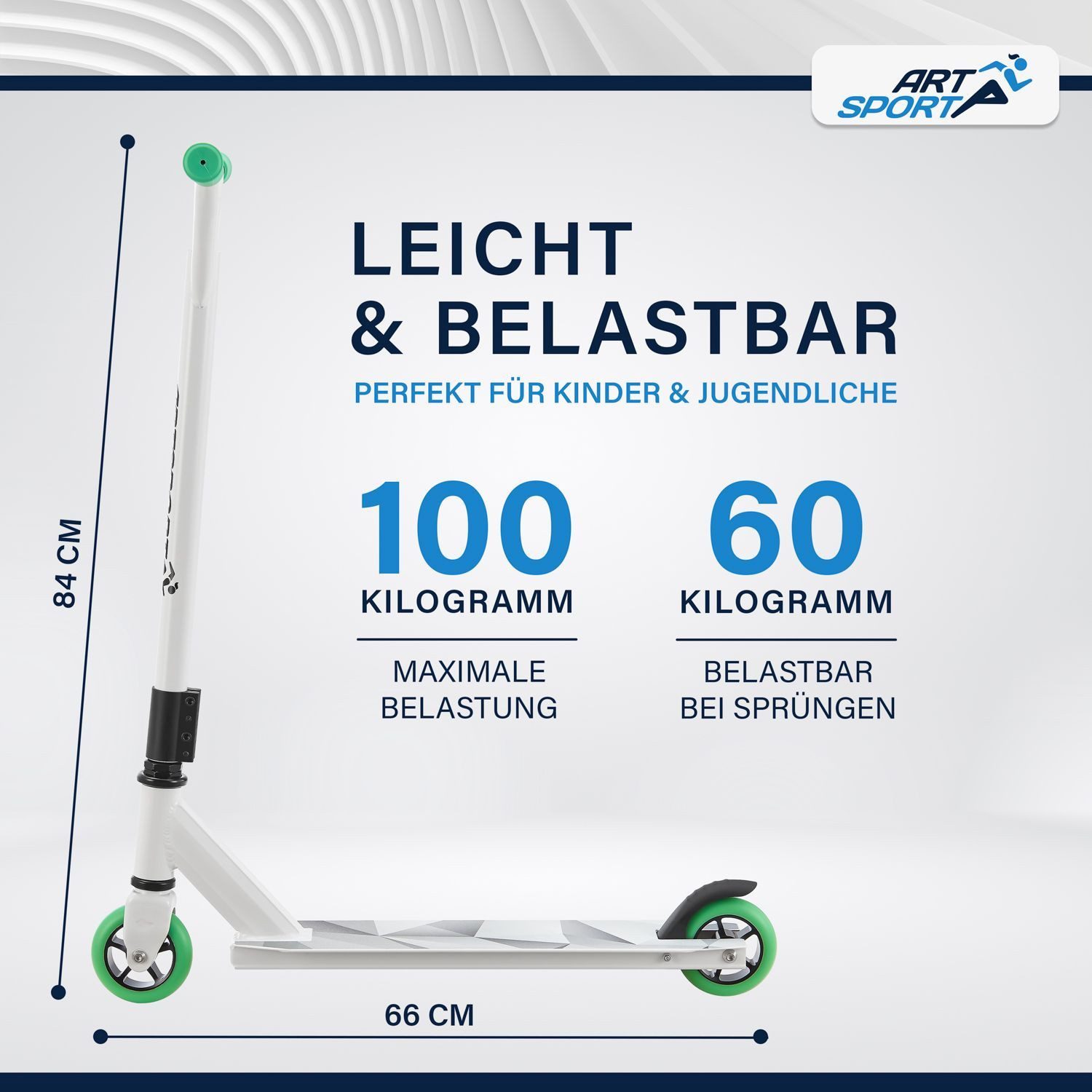 ArtSport Stuntscooter Futuristic, Alu Core, 360°-Lenker mit TPR-Grips, stabil und leicht