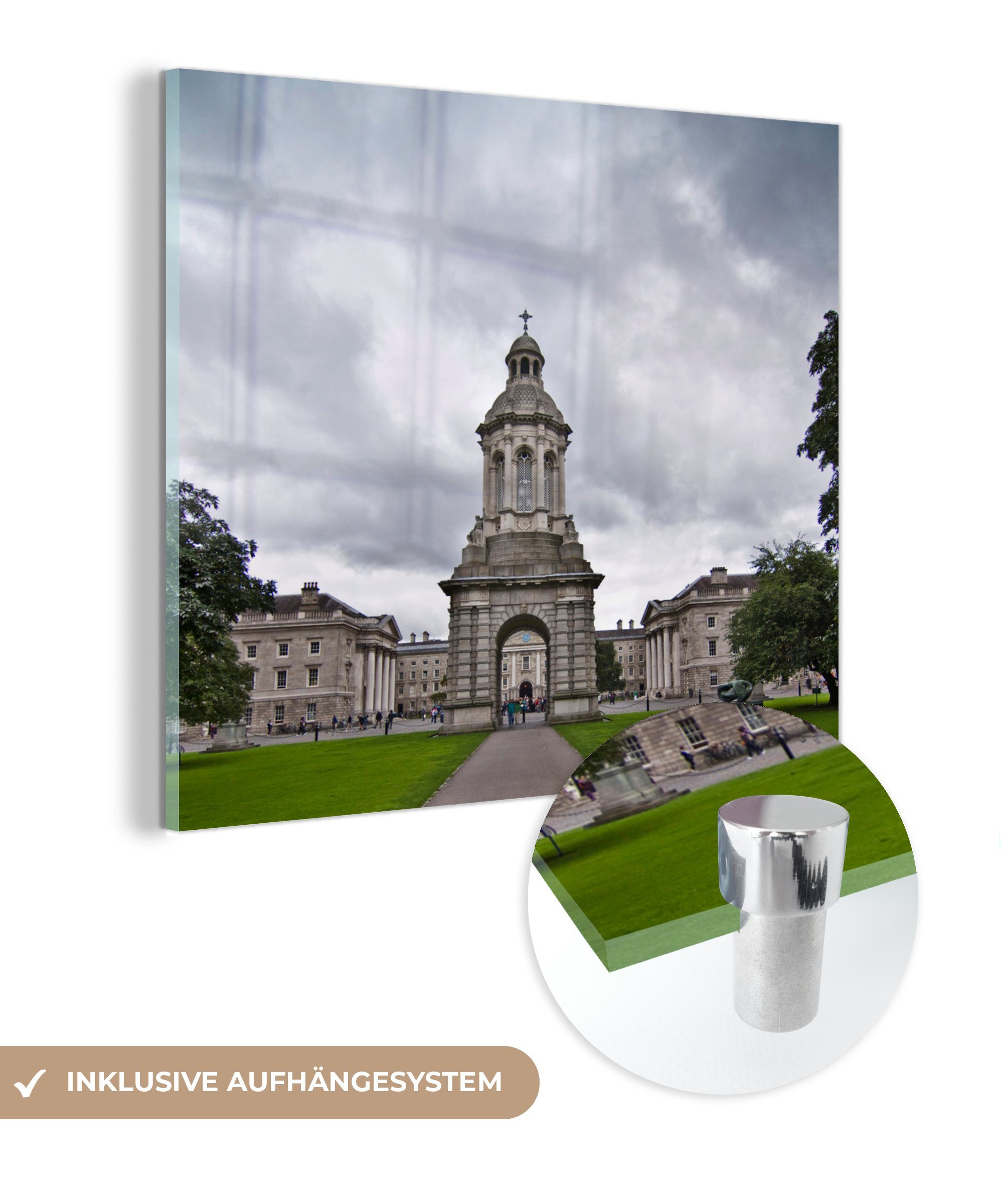 MuchoWow Acrylglasbild Der Glas - Glas Glasbilder in Wandbild auf Dublin, Trinity Foto - Wanddekoration St), zum - auf Bilder College Weg (1