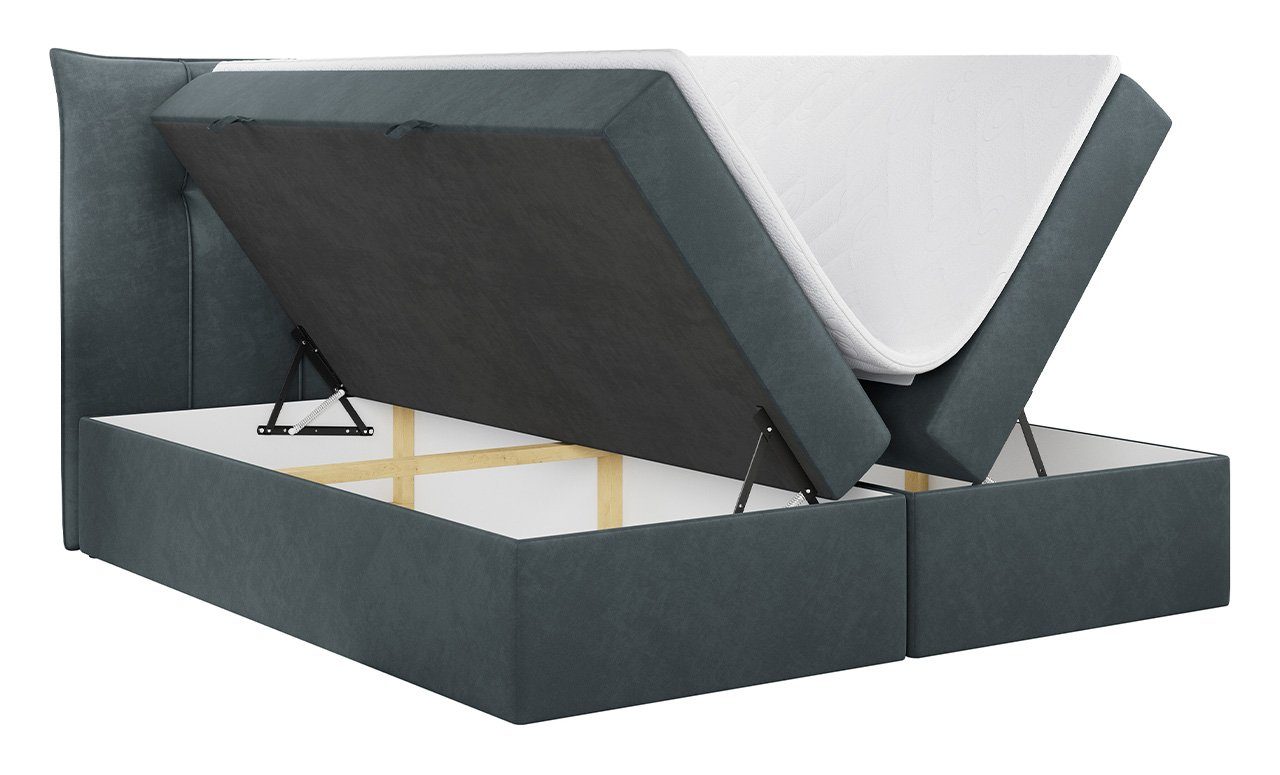 MKS MÖBEL Boxspringbett für Doppelbett Bettkasten PREMIUM mit Polsterbett Schlafzimmer, mit Kopfteil 10