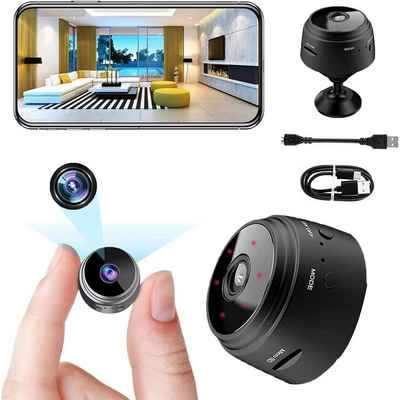 Gontence Überwachungskamera WiFi Mini Kamera mit mit 1080P HD Indoor Kamera (1-tlg., Nachtsicht Überwachungskamera, (Bewegungsmelder Speicher Sicherheitskamera für Innen Handy APP)