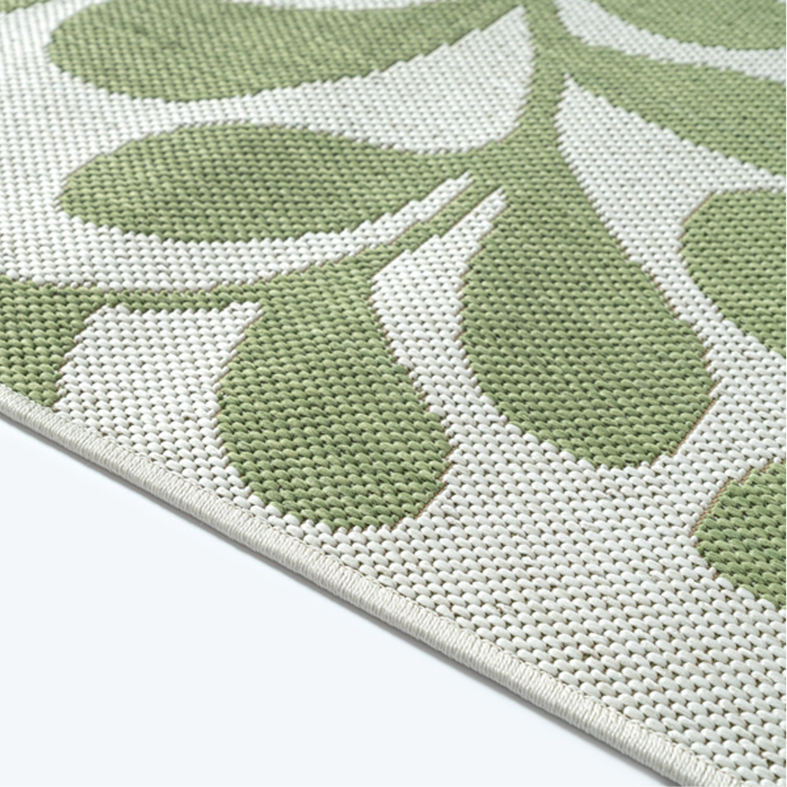 Carpetia Outdoorteppich Moderner Outdoor Teppich Grün Weiß Blätterdesign Terrasse, rechteckig