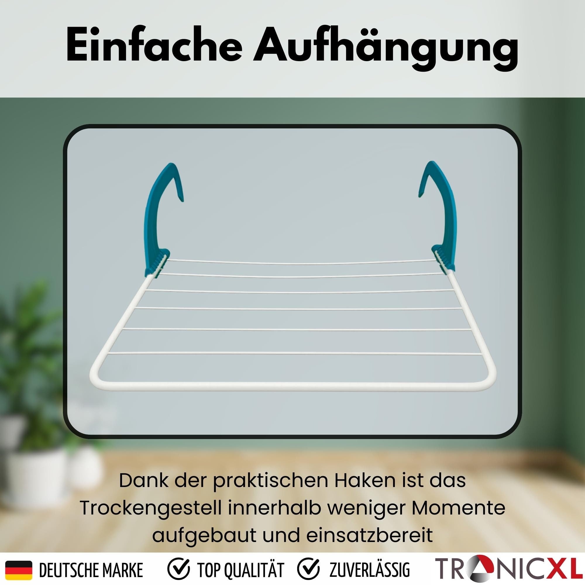 TronicXL Badewannen-Wäscheständer Kleiner Wäscheständer zum einhängen in Heizung Wäscheleine Heizkörper, Heizungskörper Balkon klein Camping