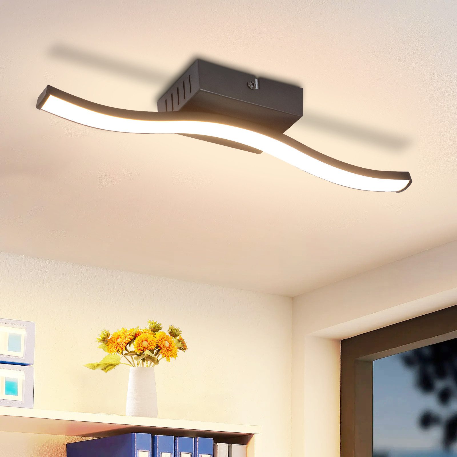 Nettlife Deckenleuchte Flur Schwarz 6W 3000K Modern Innen Wellen Design War günstig online kaufen