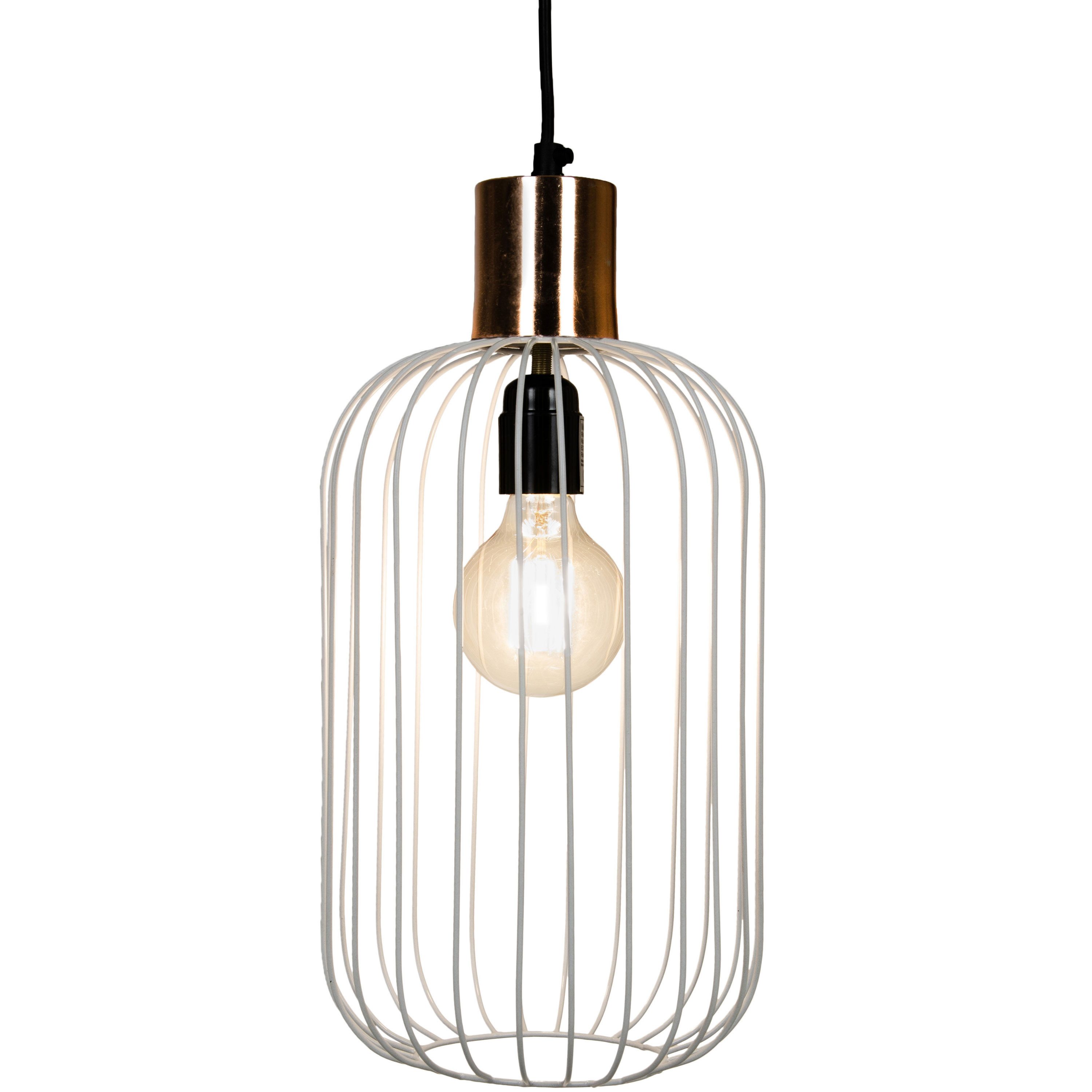 Marrakesch Orient & Mediterran Interior Pendelleuchte Retro Pendelleuchte Albo Weiß Kupfer 39cm, Handgemacht & Vintage-Look, Handarbeit