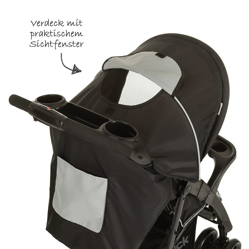 Hauck Kinder-Buggy Shopper Neo II - Caviar Silver, mit Liegeposition und Einhand-Faltmechanismus