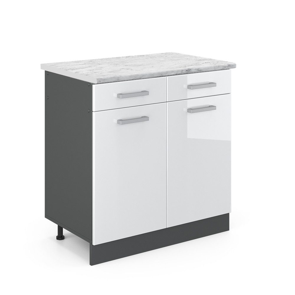 Vicco Unterschrank R-Line, Weiß Hochglanz/Anthrazit, 80 günstig online kaufen