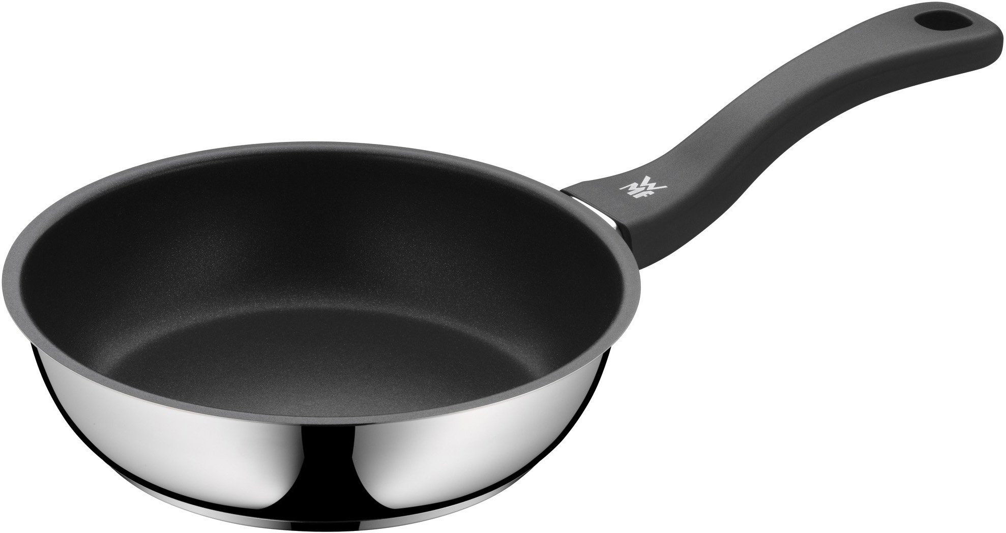 WMF Bratpfanne Devil Edelstahlpfanne Induktion, Cromargan® Edelstahl Rostfrei 18/10, PTFE beschichtet, für alle Herdarten geeignet, Kunststoffgriff