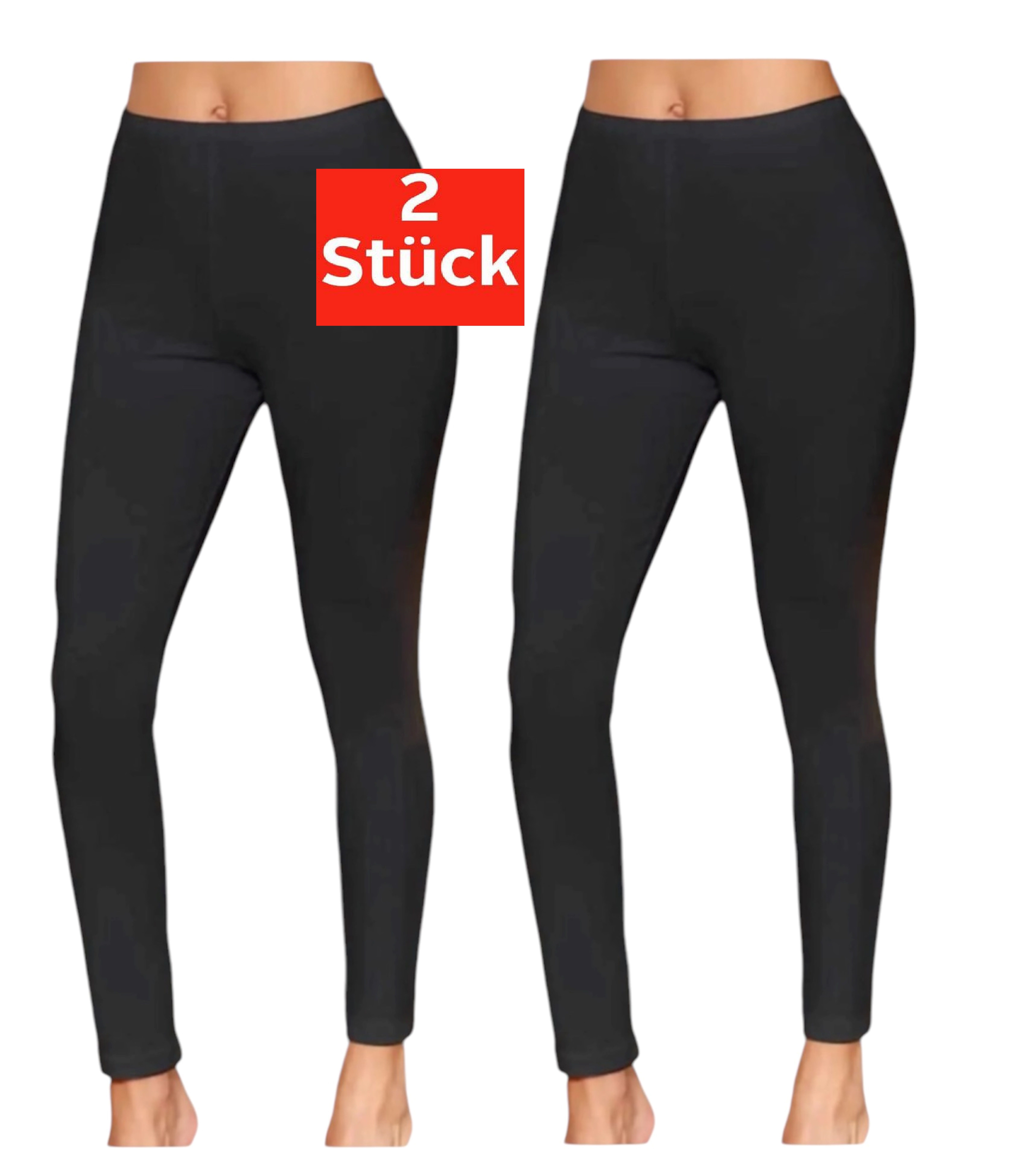 DDOnlineShop Leggings Damen Hosen unterhosen aus Baumwolle A2135 (Spar-Set, 2-tlg., 2er-Pack) Premium Qualität