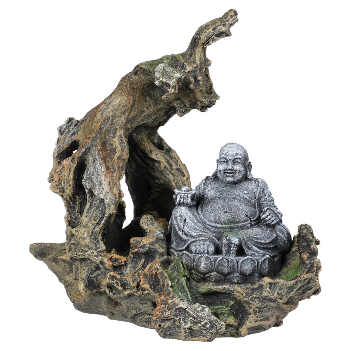 Aquariendeko Aquariumdekoration Buddha sitzend auf Wurzel