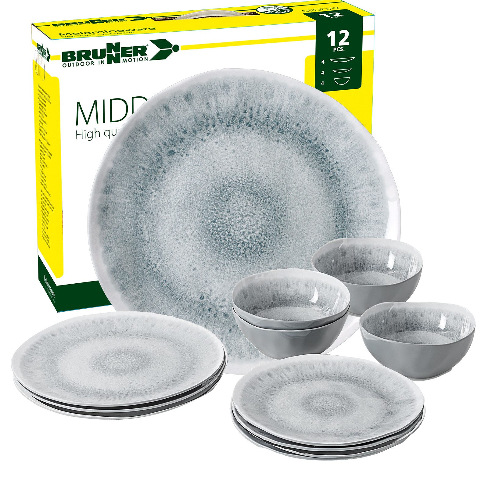 BRUNNER Geschirr-Set BRUNNER Camping Geschirrset PEARL (8, 12, 16, 36-Teile) Rutschfest (12-tlg)