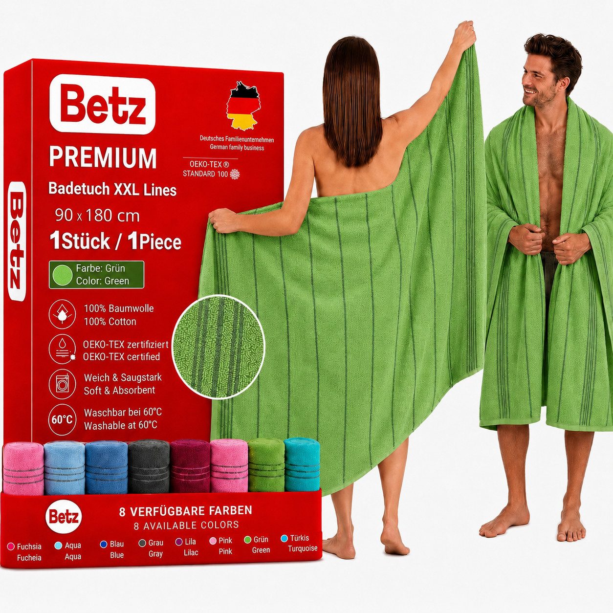 Betz Strandtuch Betz XXL Badetuch LINES Saunahandtuch Liegetuch 90x180 cm, 100% Baumwolle