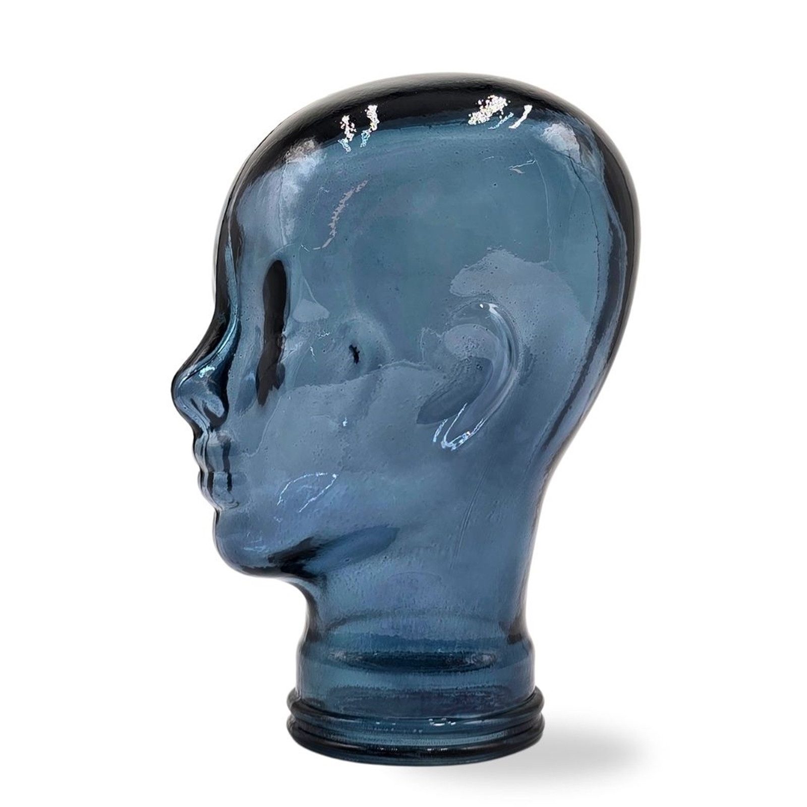 DESIGN DELIGHTS Skulptur Glas KOPFHÖRERSTÄNDER 29cm Glaskopf Skulptur, T07 blau – Bild 4 von 5