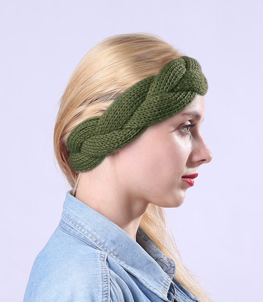 axy Haarband Damen Strickstirnband doppelt geflochten mit Twist-Design, Strick Winter Stirnband Hairband