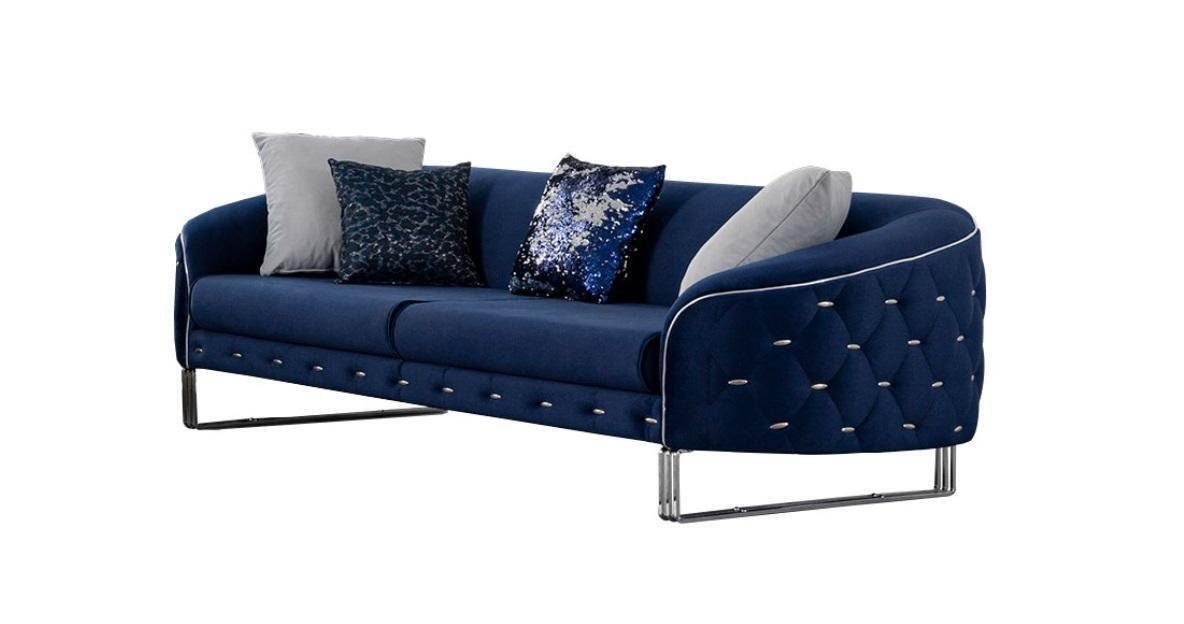 Polster 3-Sitzer Blau, 1 Chesterfield Couch JVmoebel Design Europa Designer Sofa Sofas Teile, 3 Sitzer in Made