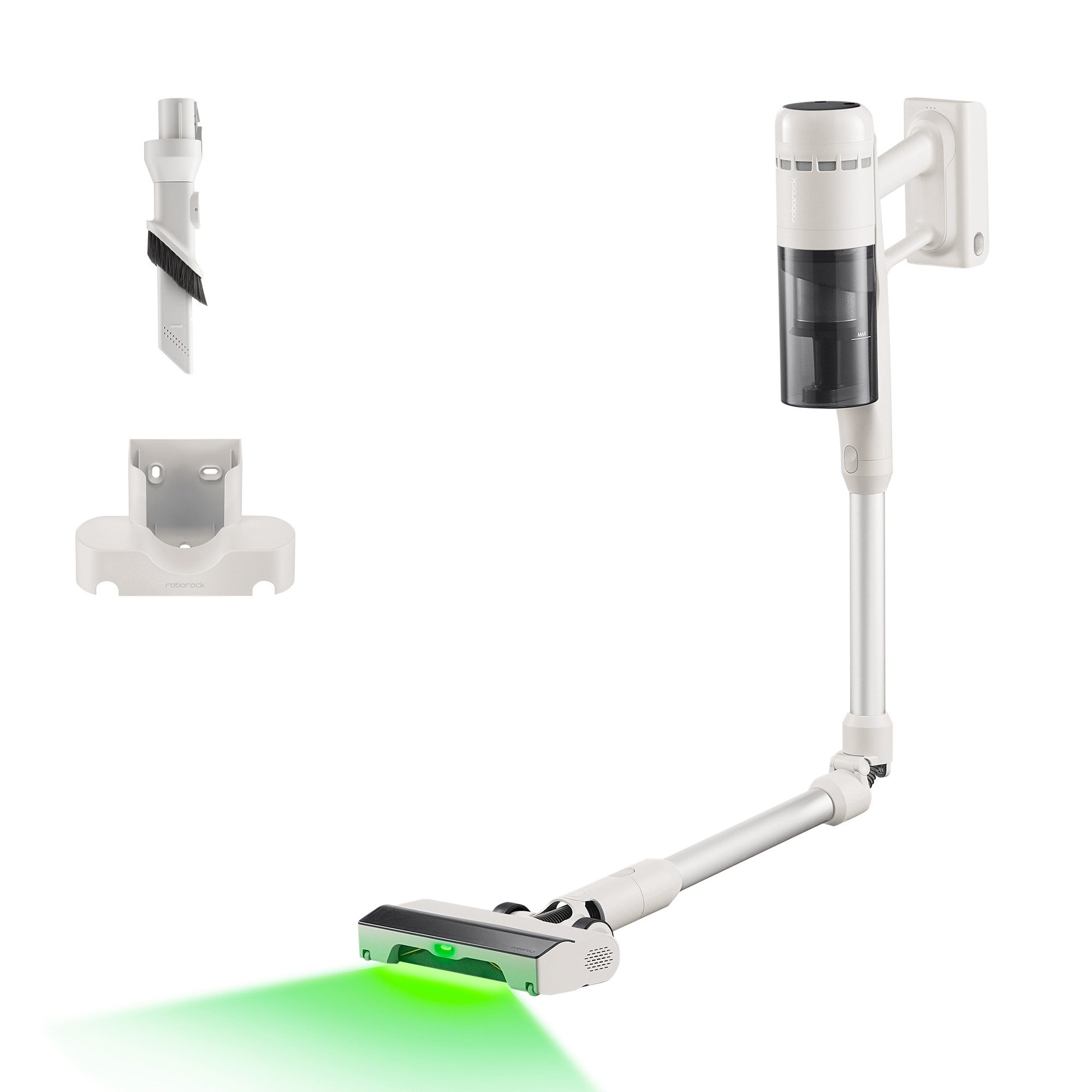 Roborock Akku-Handstaubsauger H60 Reihe Handstaubsauger, Akku-Staubsauger, Anti-Tangle Bürste, 500 W, 80 Min Laufzeit, 90° flexibles Saugrohr, LED, Anti-Tangle-Bürste für Teppiche