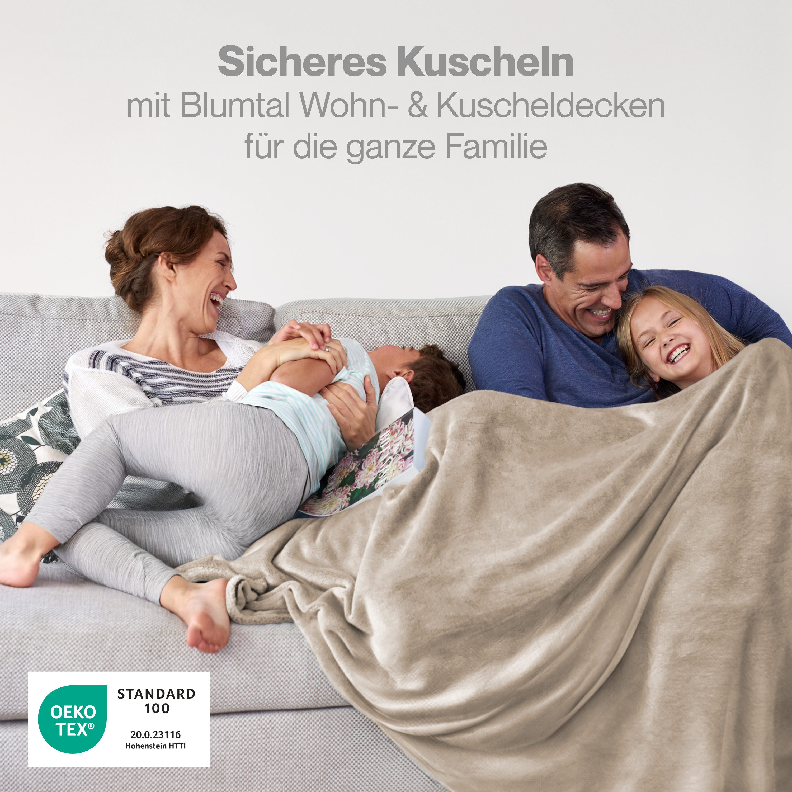 Wohndecke Kuschelige Fleecedecke, Oeko-Tex zertifizierte Decke, Blumtal günstig online kaufen