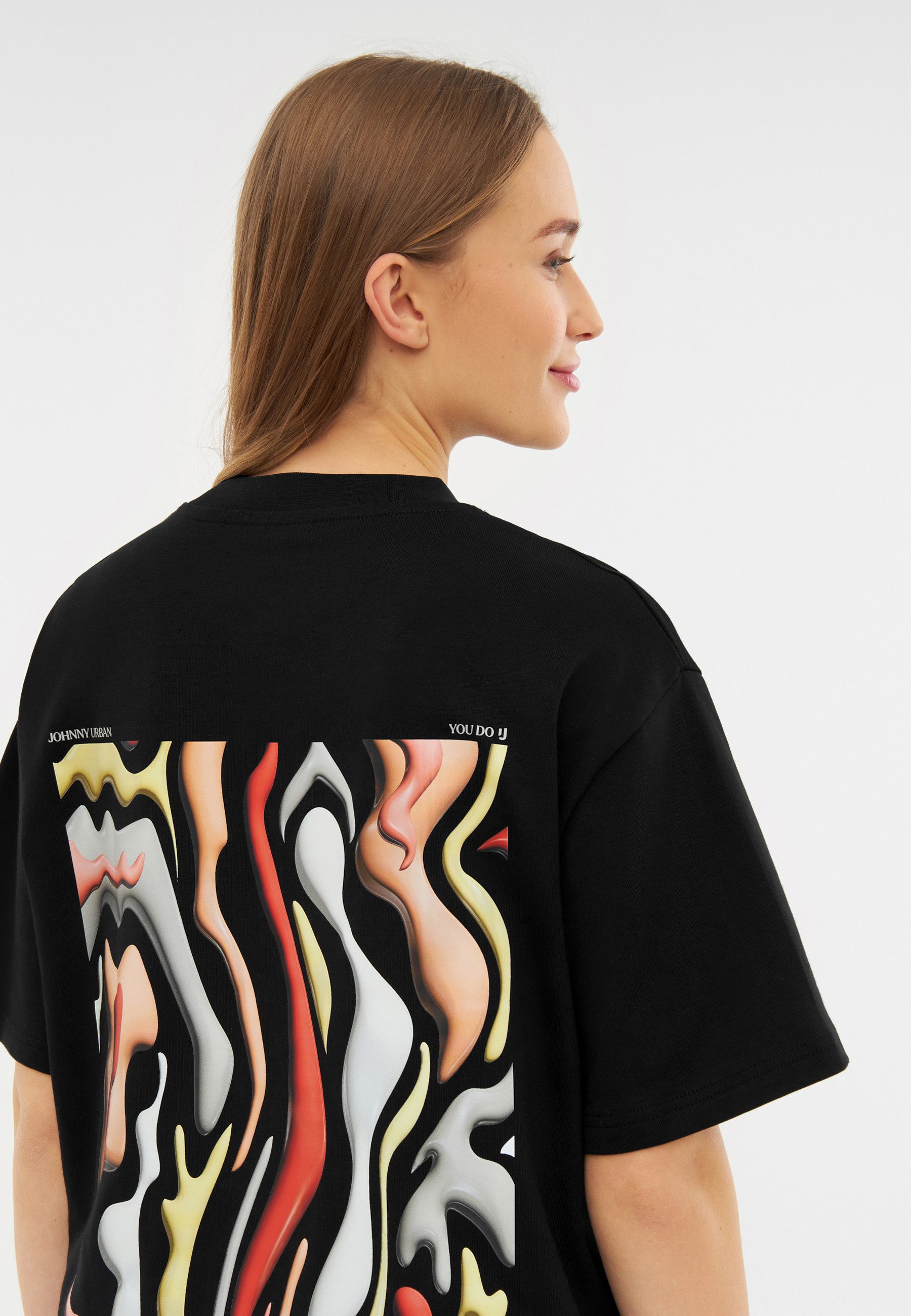Johnny Urban T-Shirt Sammy Lava Print Fitted Oversize T-Shirt (1-tlg) Oversize Tshirt mit Rundhalsausschnitt und Back Print