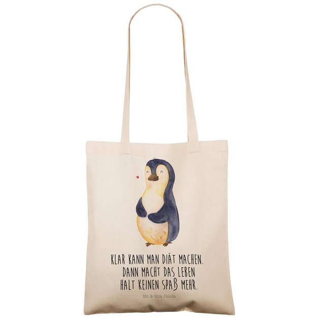 Mr. & Mrs. Panda Tragetasche “Pinguin Diät – Transparent – Geschenk, Körperliebe, Einkaufstasche, f” (1-tlg)