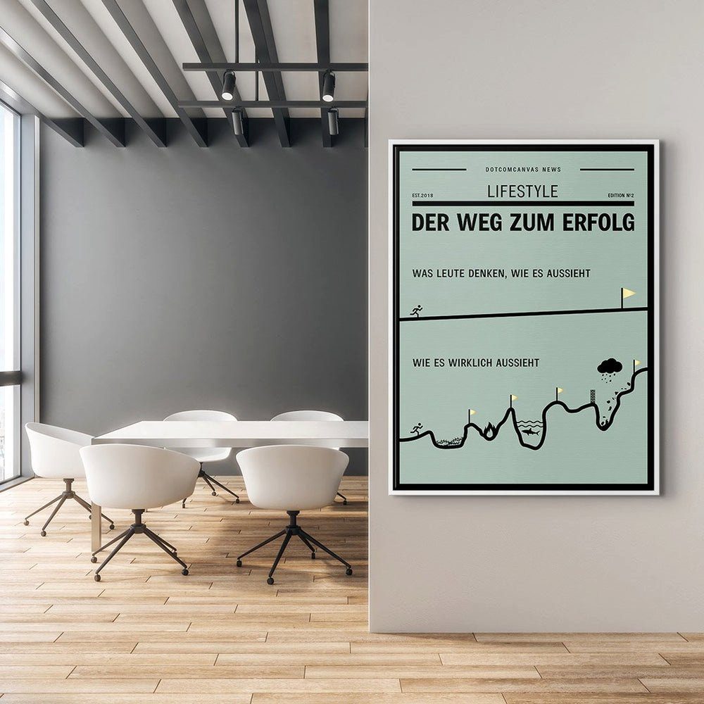 grün Englisch, Leinwandbild, DOTCOMCANVAS® Wandbild go Motivation ohne Lebensstil flagge zum schwarz erfolg weg Rahmen