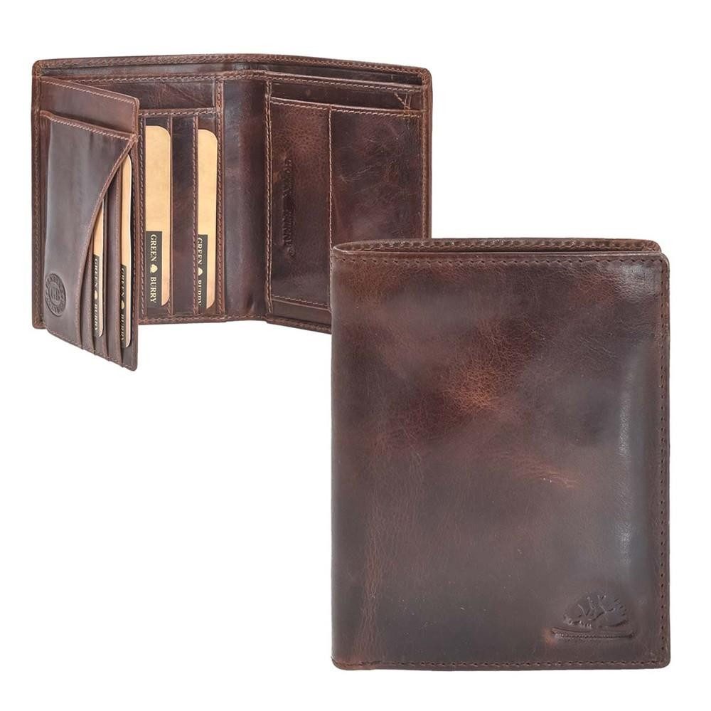 Geldbörse "Rugged" Herrenbörse Leder 10x12cm mit RFID Schutz teak braun