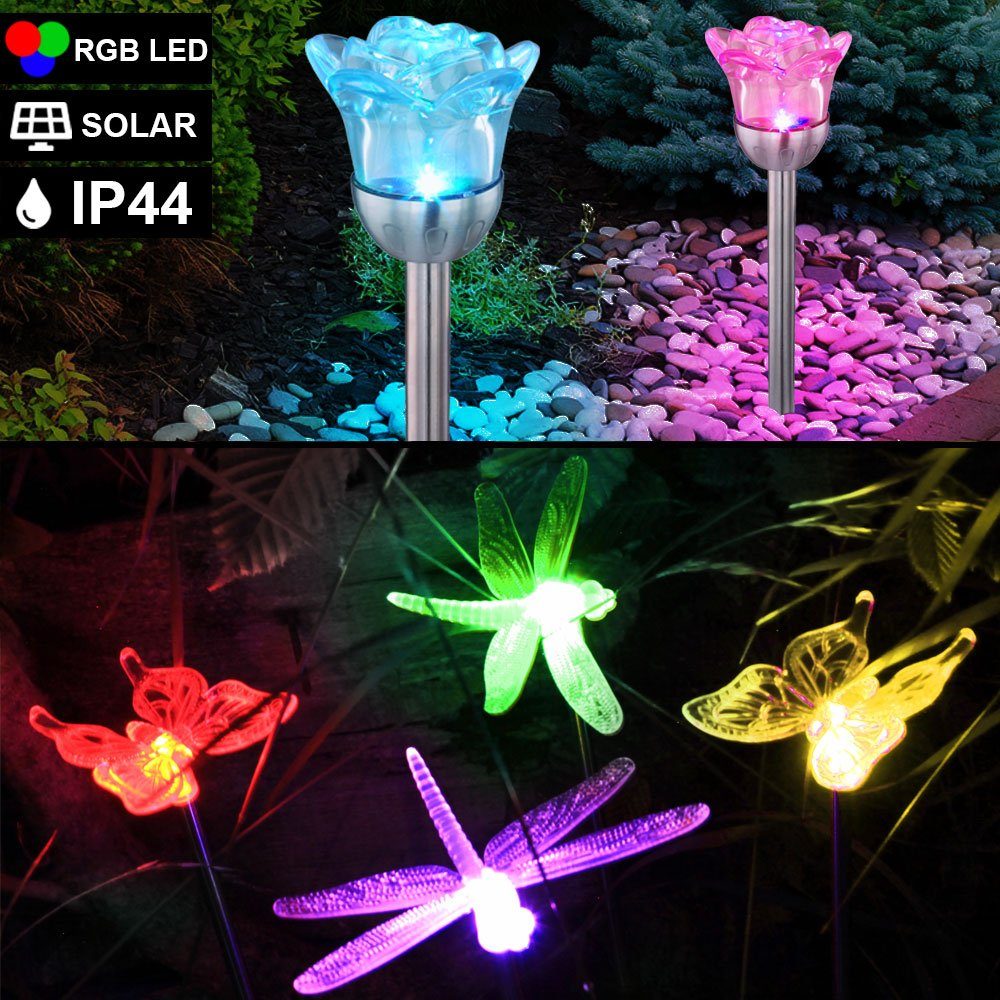 Design LED Außen Solar Schmetterling Lichterkette Garten Party RGB Farbwechsler 