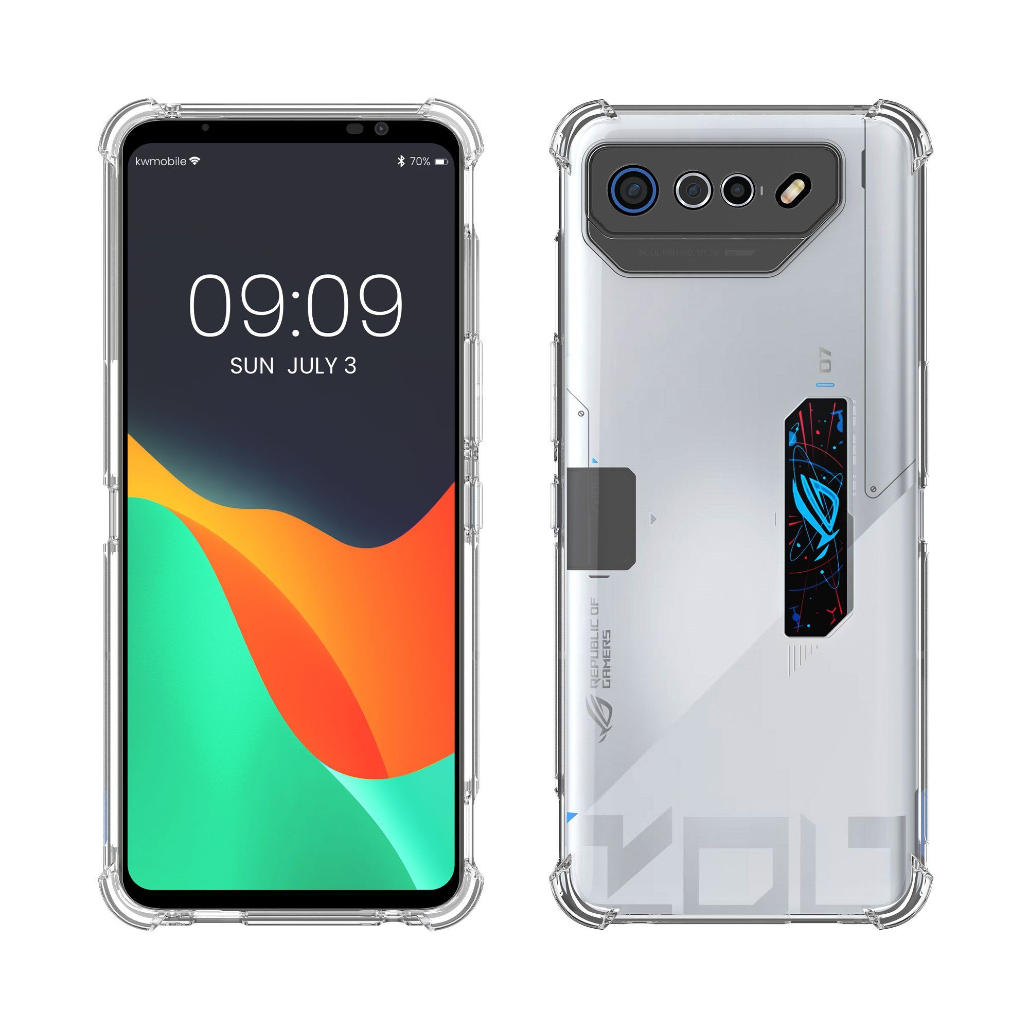 kwmobile Handyhülle Crystal Hülle für ASUS ROG Phone 7 Ultimate TPU Silikon Case mit Ecken, TPU Silikon Case mit Ecken Schutz