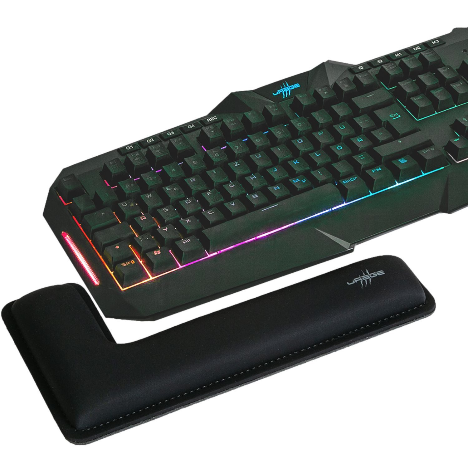 uRage Mauspad Gaming Wrist Rest 100 L-Form Handballenauflage, WASD Tastatur Ergonomisch Handgelenk-Auflage PC Memory Foam Ergo Pad