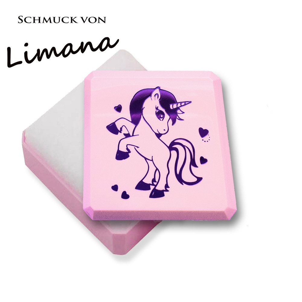Limana Kette mit Anhänger Einhorn Kinderkette 925 Silber – Mädchen Halskette mit Herz Pferd (ink. Dose), Schmuck Geschenk für Kinder Silberkette Ostern Weihnachten Geburtstag