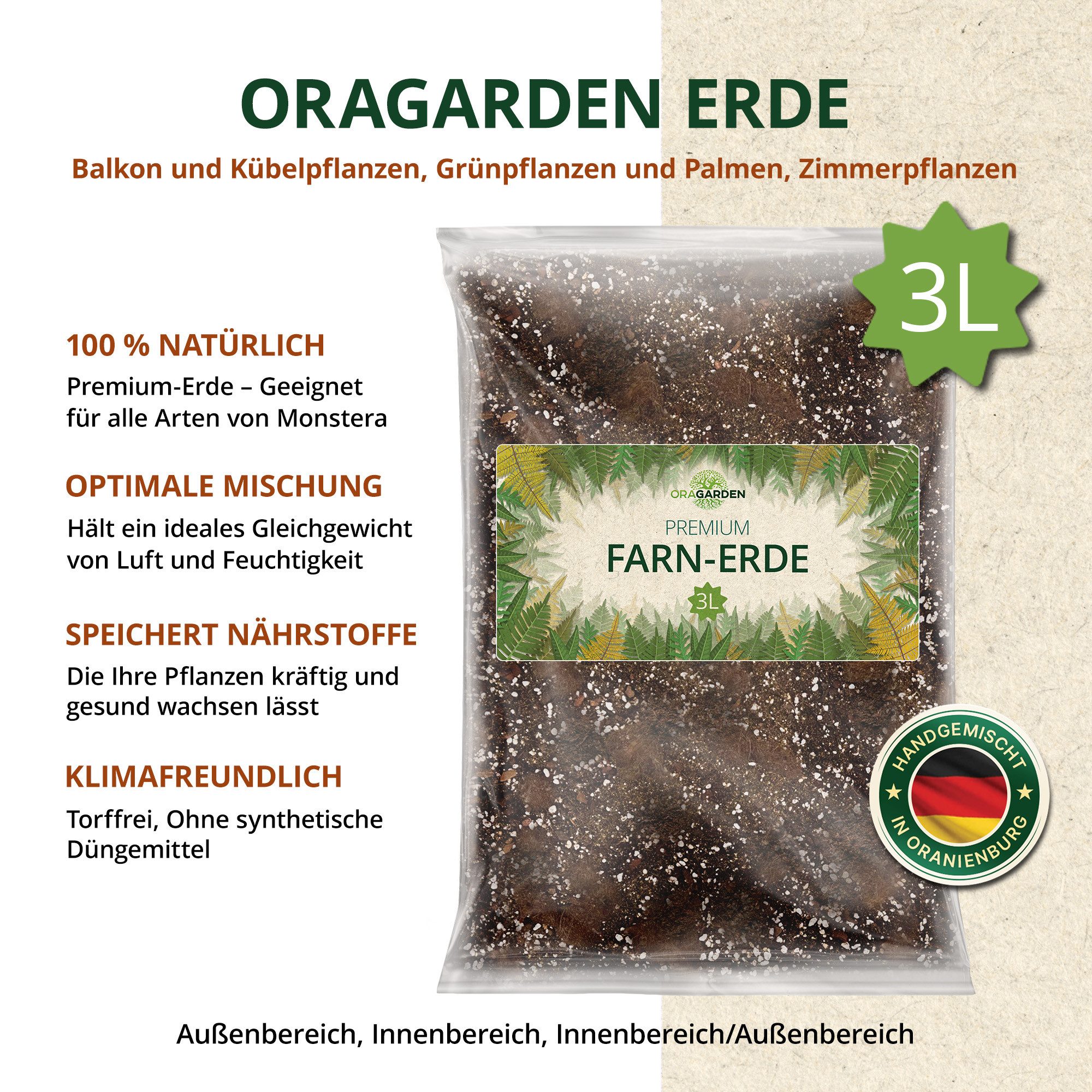 OraGarden Gartenbau-Substrat Farn Erde, mit Wurmhumus – Bild 5 von 5