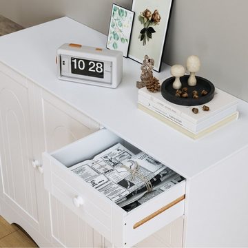 HOMECHO Kommode, Sideboard Weiß Buffetschrank mit 2 Schubladen und 3 Türen