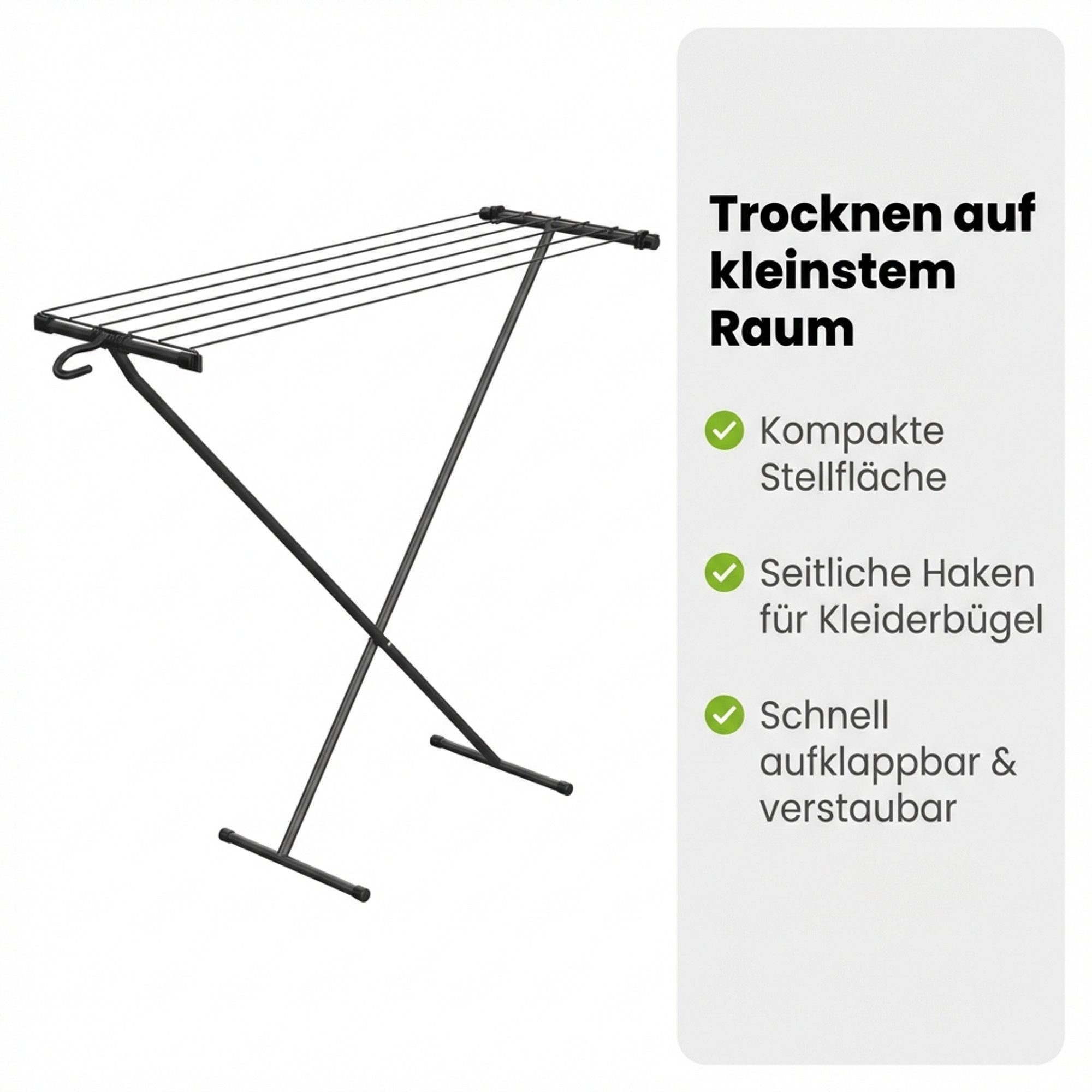 Gardissimo Wäscheständer Space klein und schmal klappbar Wäschetrockner, klappbar ideal für kleine Räume wie Bad Balkon etc.