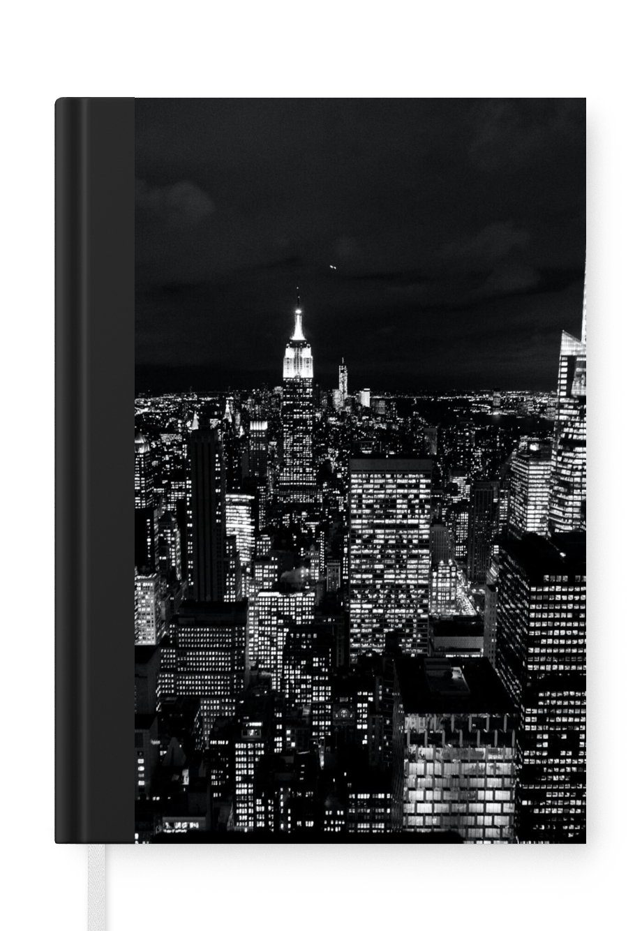 MuchoWow Notizbuch Skyline - Schwarz - Weiß - New York - Amerika, Journal, Merkzettel, Tagebuch, Notizheft, A5, 98 Seiten, Haushaltsbuch | Notizbücher