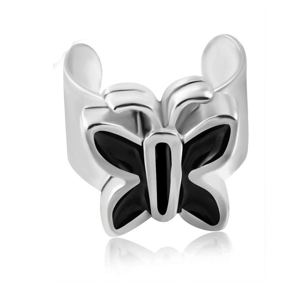 BUNGSA Ohrklemme Ohrklemme Schmetterling Silber aus Edelstahl (1 Ohrschmuck Schmuckbeutel inkl. Stück, aus Organza), Ohrringe Unise
