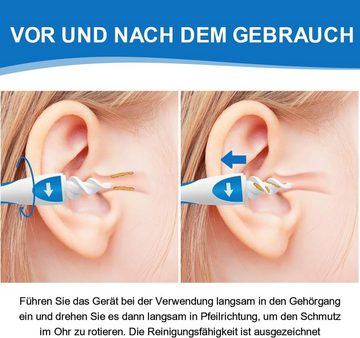 HYTIREBY Ohrenreiniger Ohrenschmalz Entferner, Q-grips Ohrenreiniger, mit 16 Ersatzköpfen, set 17-tlg., Spirale Silikon Ear Cleaning kit, Geeignet für Kinder und Menschen