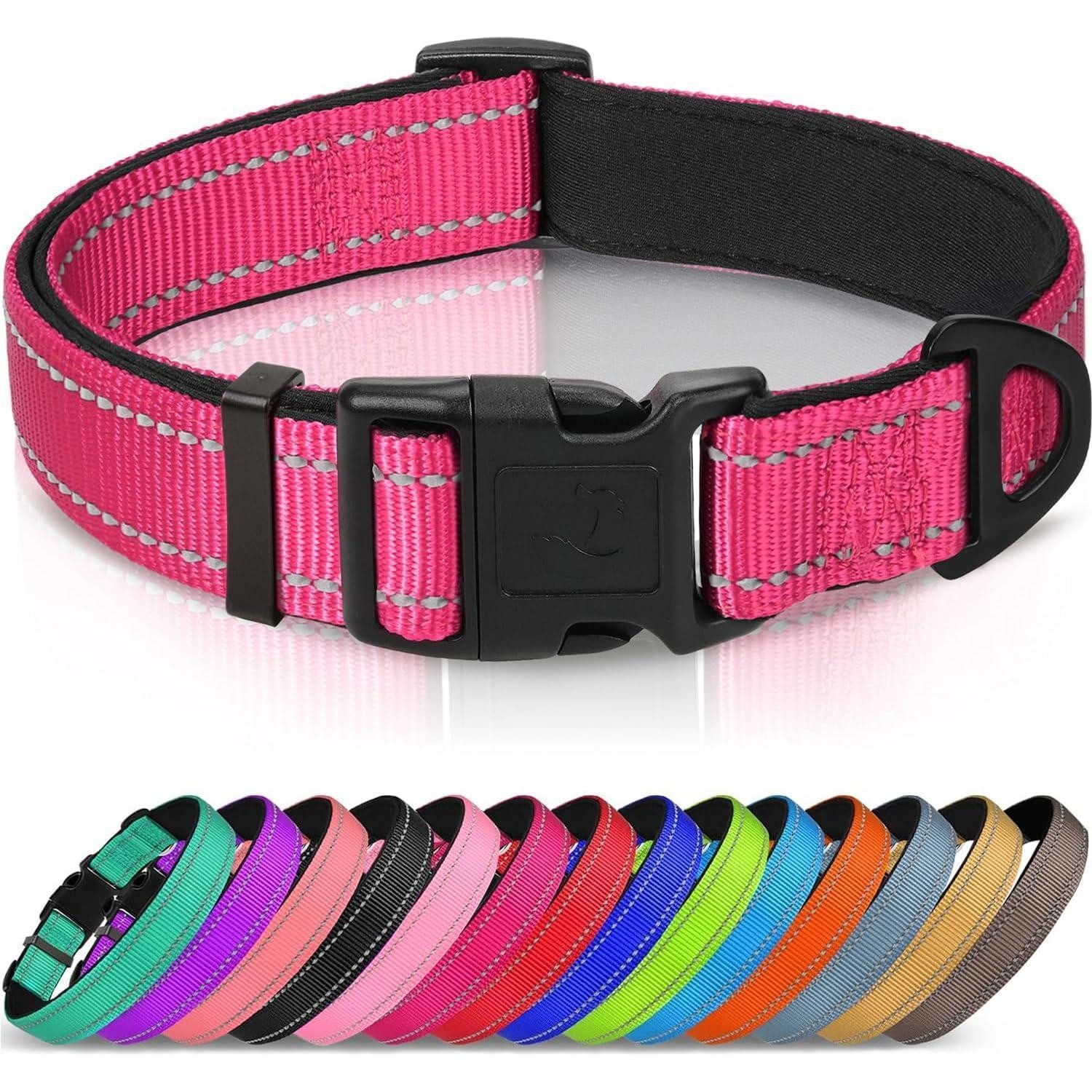 LuxusKollektion Hunde-Halsband Hundehalsband Gepolstert Neopren Verstellbar S (1er Pack) Rosa