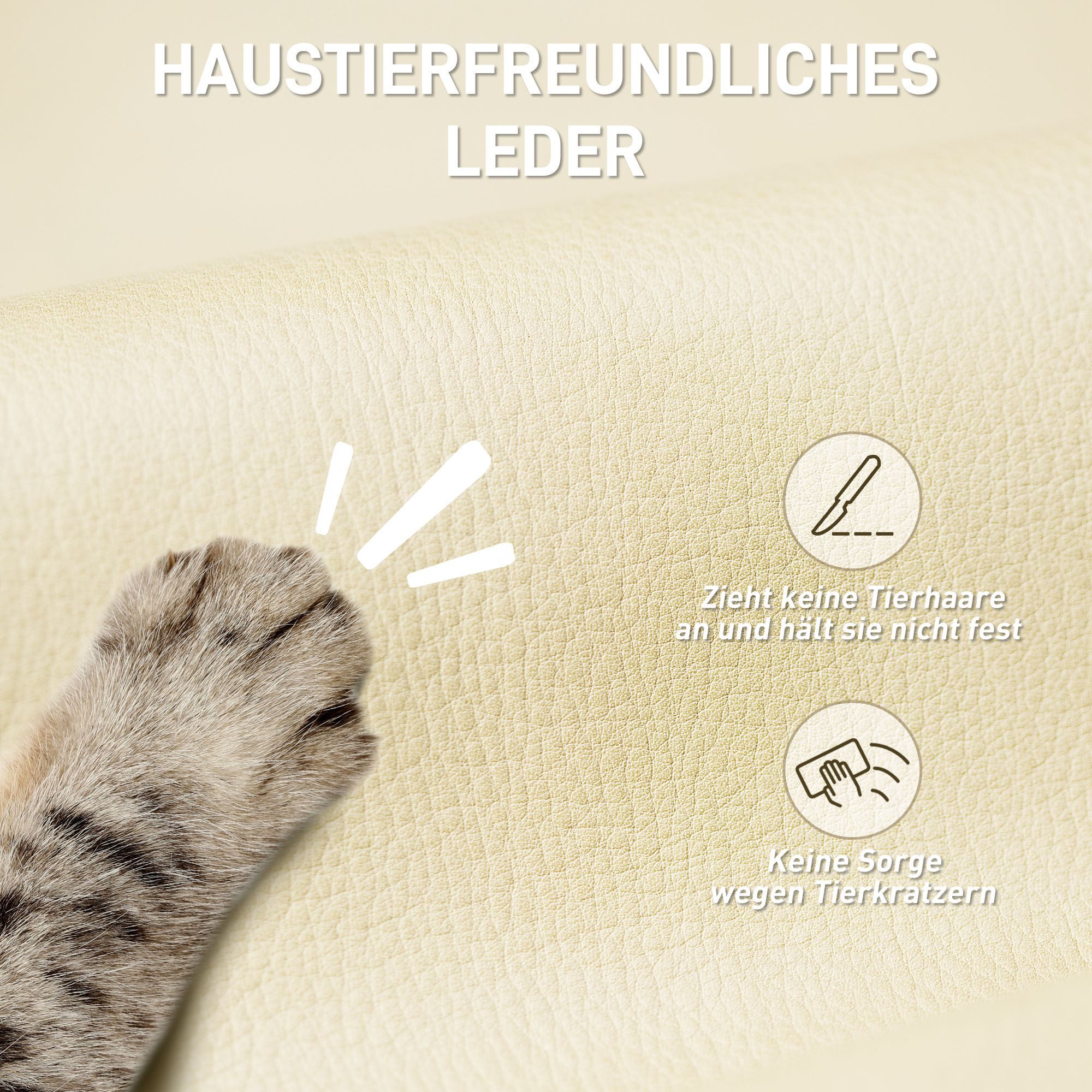 HOMCOM Schreibtischstuhl Bürostuhl ergonomisch, verstellbare Rückenlehne, Computerstuhl (Drehstuhl, 1 St), für Arbeitszimmer, Büro, Beige – Bild 5 von 5