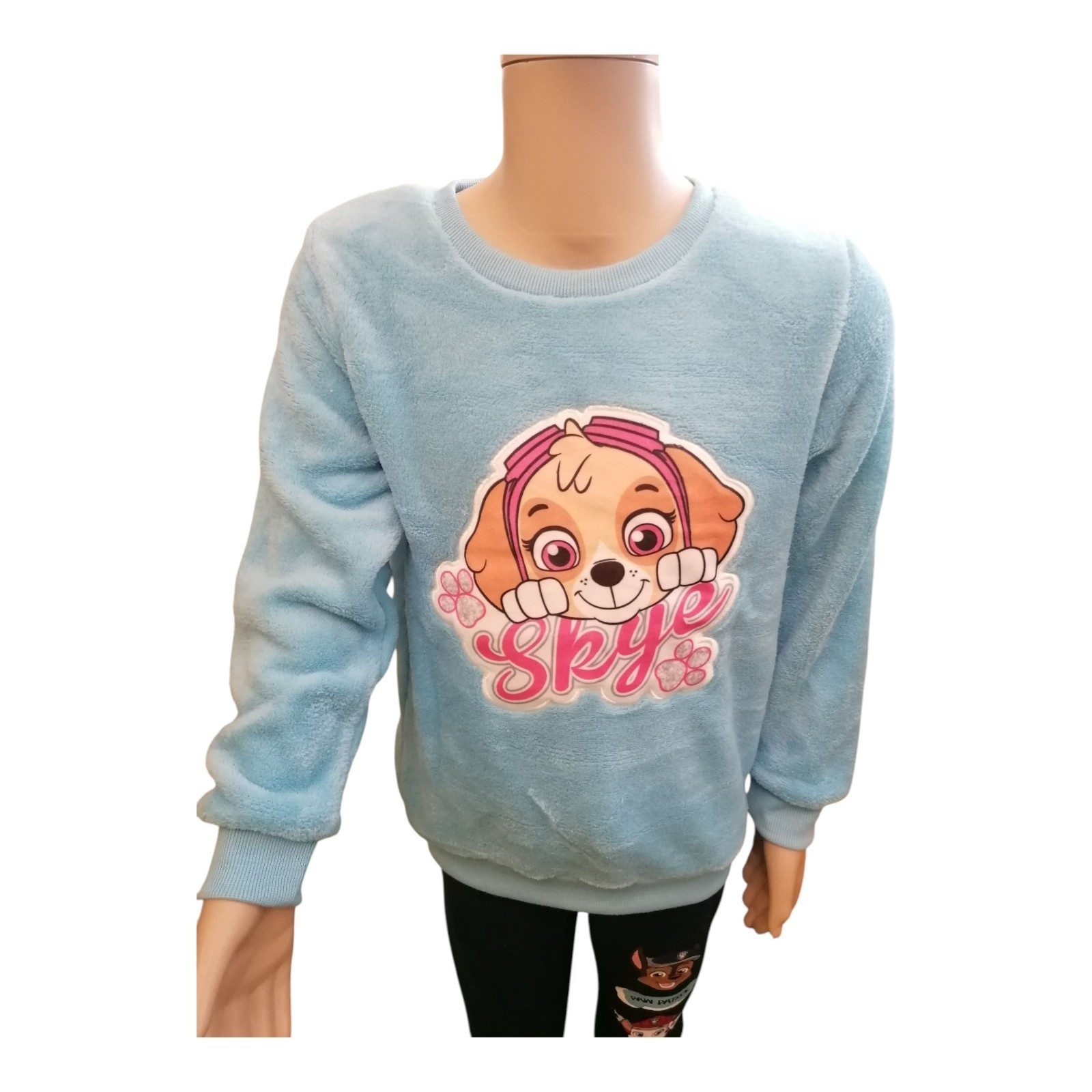 PAW PATROL Rundhalspullover Rundhals-Pullover / Sweatshirt mit großer, gestickter, Skye