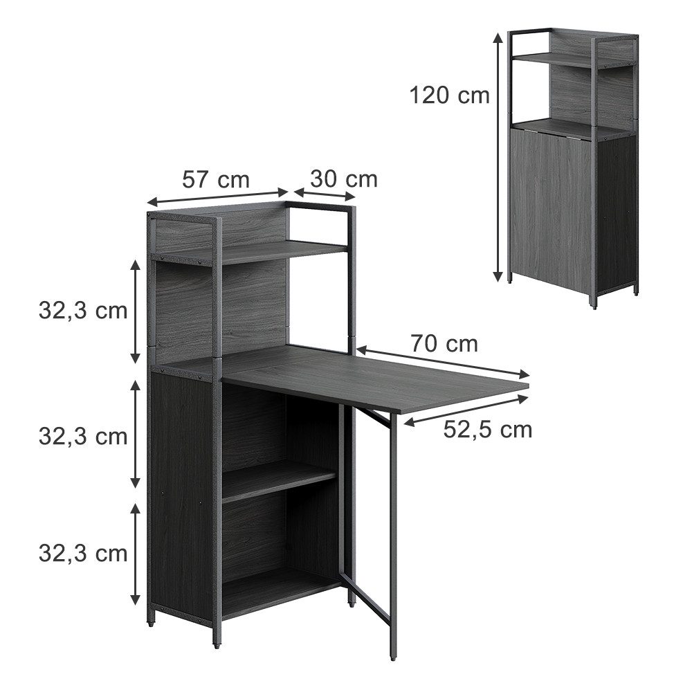 Vicco Esstisch Savio, Schwarz, 57 x 30 cm mit klappbarer Tischplatte günstig online kaufen