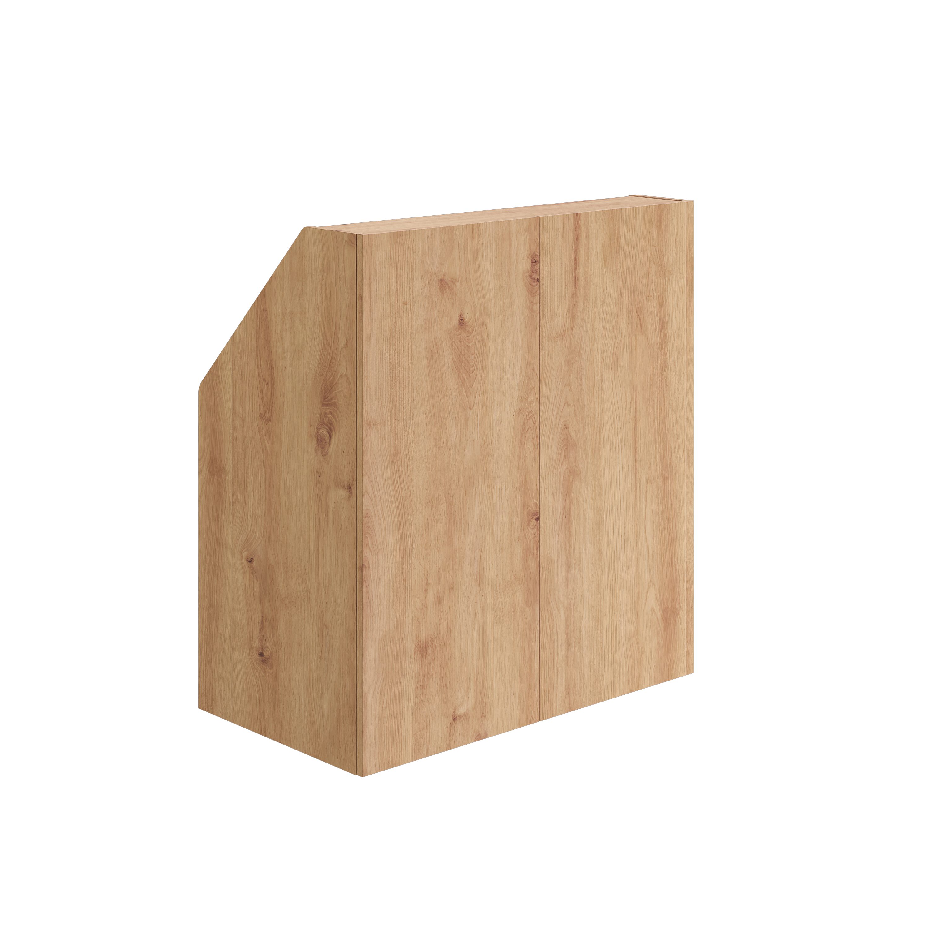 Bellamio Regal Aland Dachschrägenregal 45 Grad-Winkel, Eichenoptik, 90 cm breit mit 2 Türen, verfügbar mit & ohne Türen