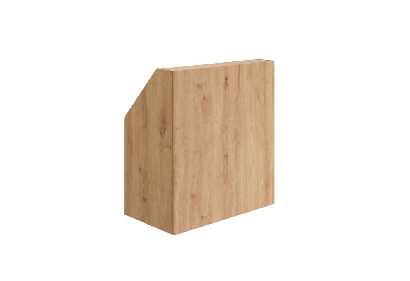 Bellamio Regal Aland Dachschrägenregal mit 45°-Winkel, Regal für Dachschrägen, Eichenoptik, 90 cm breit mit 2 Türen, verfügbar mit & ohne Türen