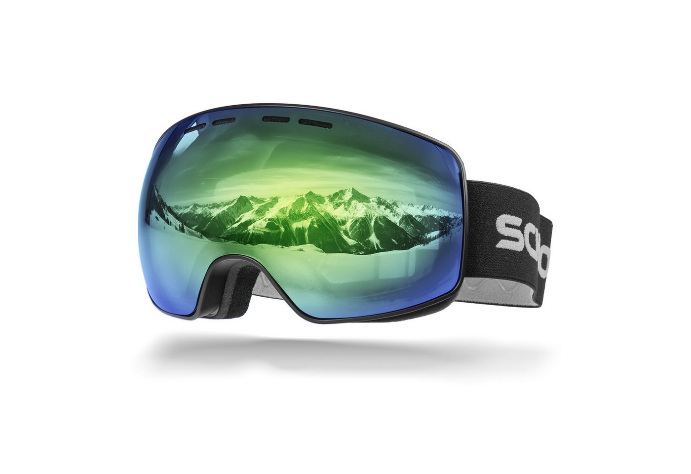 SCHNORR Sportbrille Schnorr Skibrille Ventra - Sphärisch, Grün (S3), Full REVO, Anti-Fog, (1-St), Full REVO-Beschichtung Grün (S3)