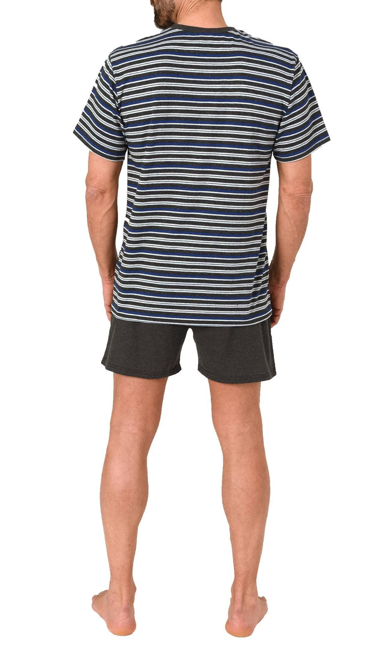 Normann Pyjama Normann Herren kurzarm Schlafanzug Shorty Pyjama in Streifenoptik – Bild 3 von 3
