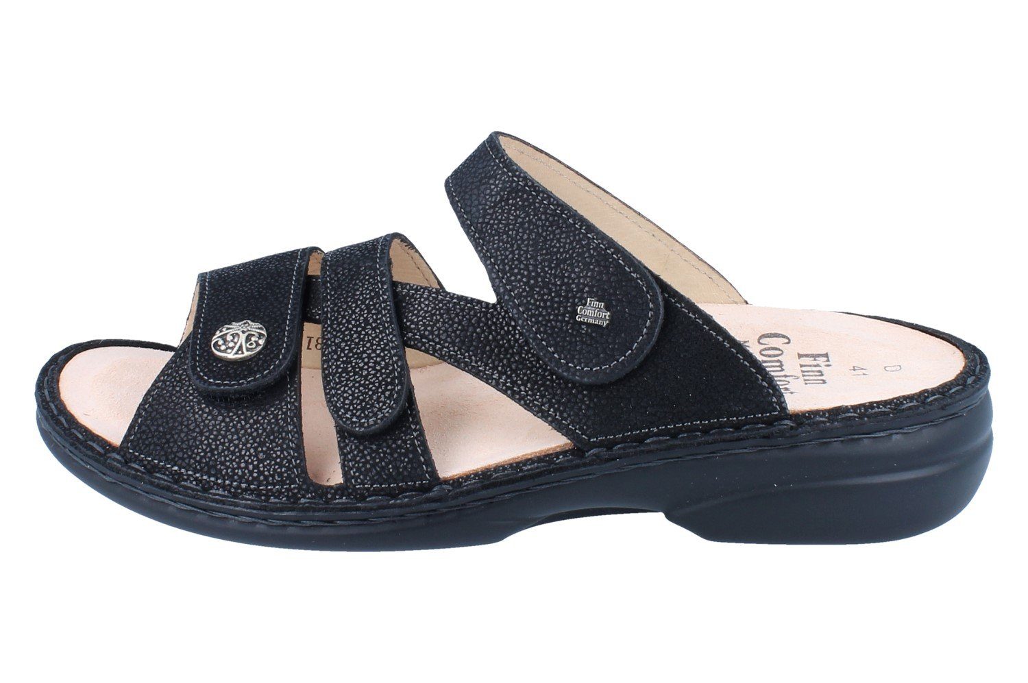 Finn Comfort FINN COMFORT Ventura Soft Damen Pantolette schwarz Nubukleder - Pantolette Wechselfußbett