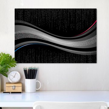 wandmotiv24 Leinwandbild Black Waves, Abstrakt (1 St), Wandbild, Wanddeko, Leinwandbilder in versch. Größen